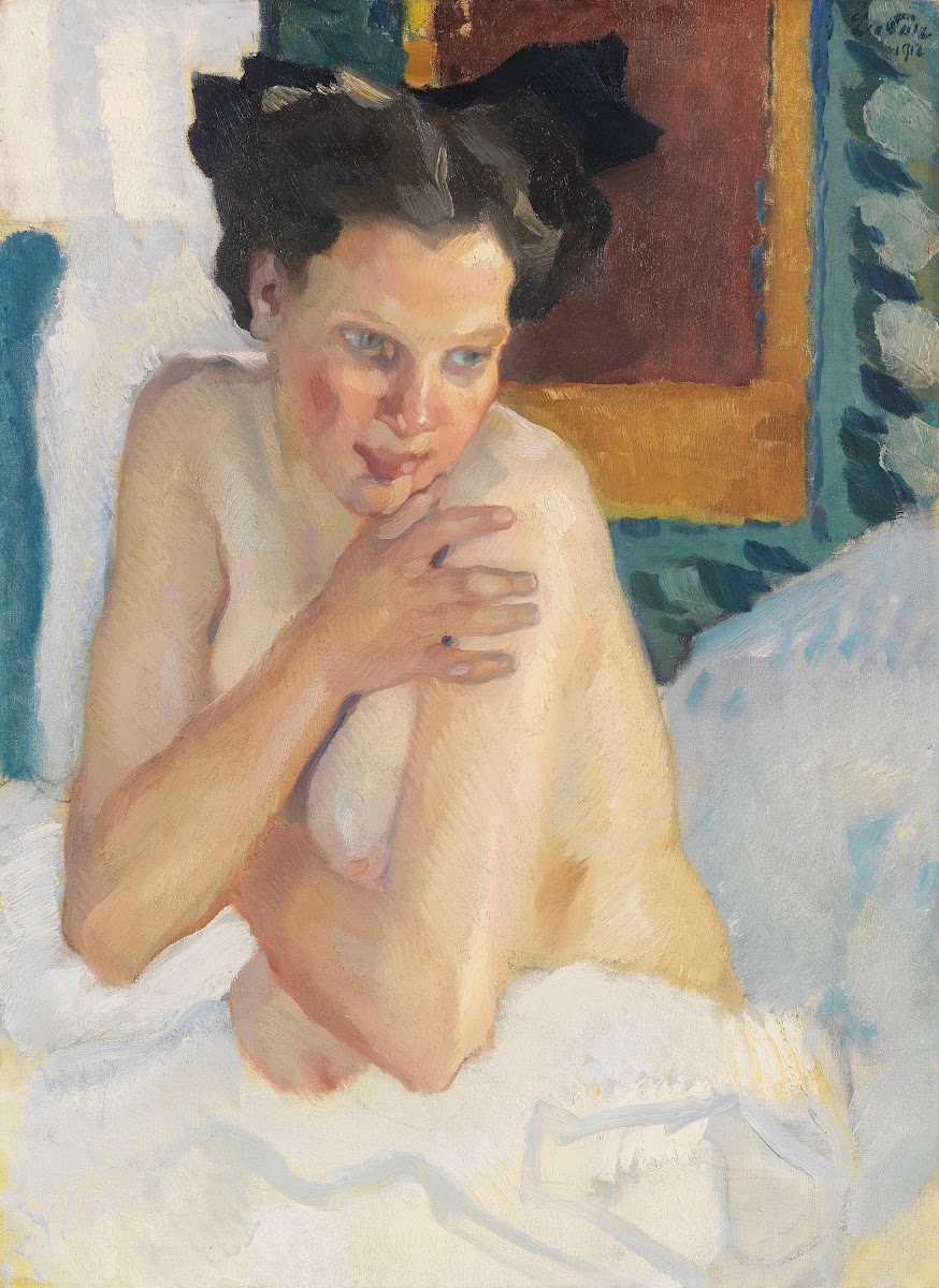 Erwachen Sitzender Halbakt 1912