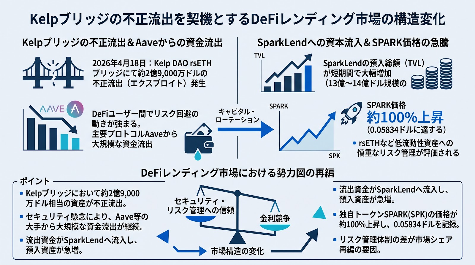 Kelpブリッジの不正流出を受けSparkLendへの資金流入が加速、SPARK価格は約100%上昇