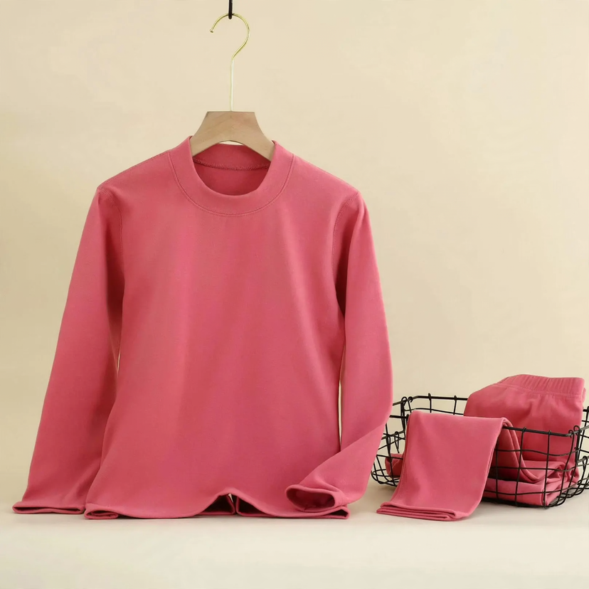 Thermal underwear set for men and women, half-turtleneck