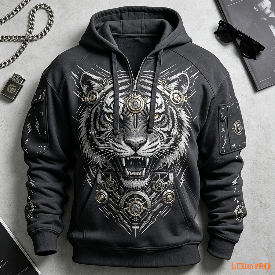 AOP 3D Half zip hoodie without ribbon