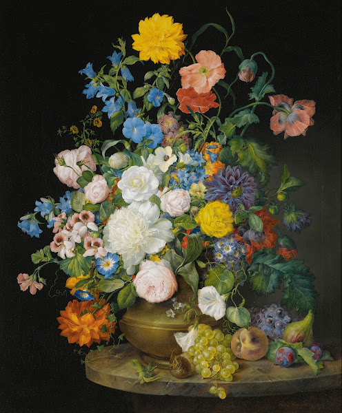 A Vase Of Camellias Geraniums Dahlias A White Peony Roses Poppies And Other Flow