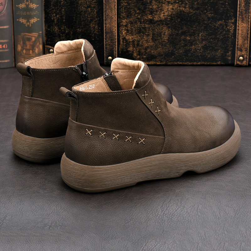 Men's genuine leather Chelsea boots, lined, with zipper