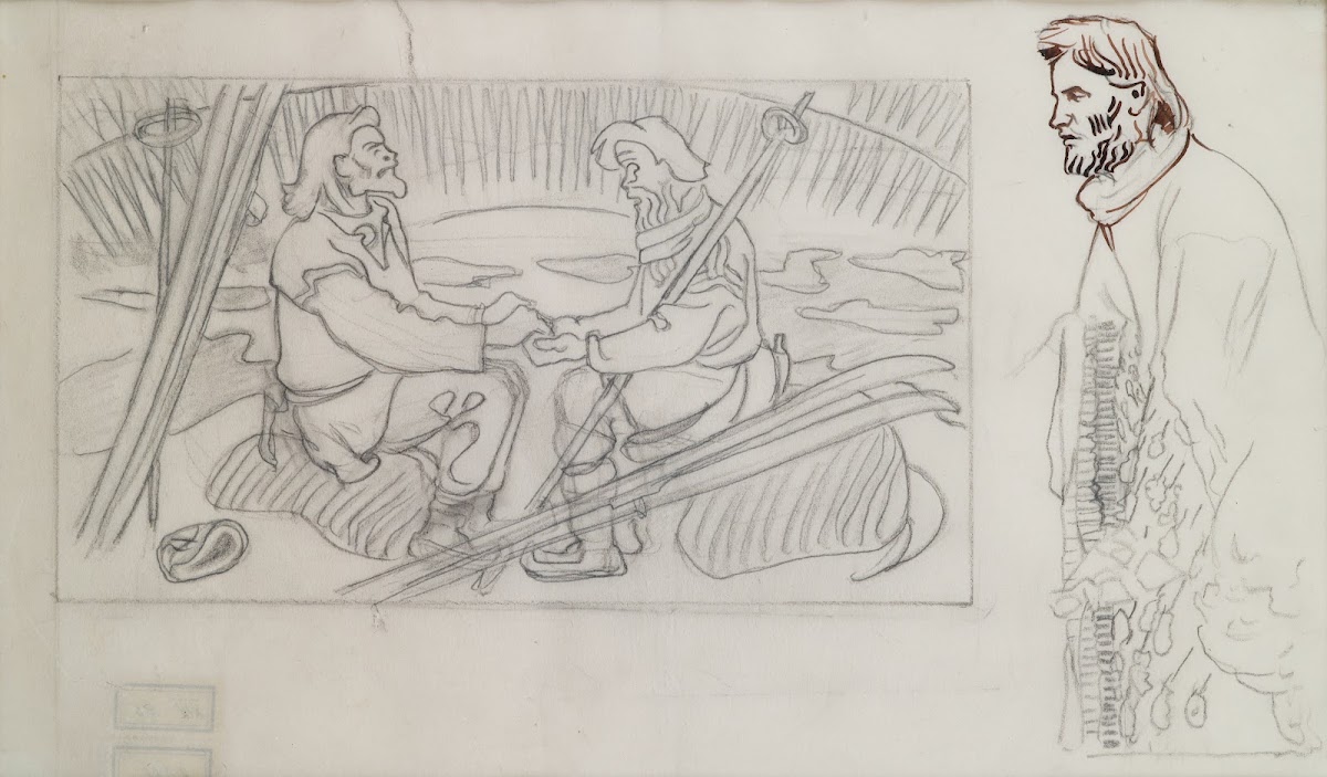 The Great Kalevala Rune singers A sketch of the others hands and face 1925
