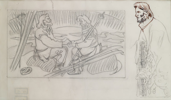 The Great Kalevala Rune singers A sketch of the others hands and face 1925