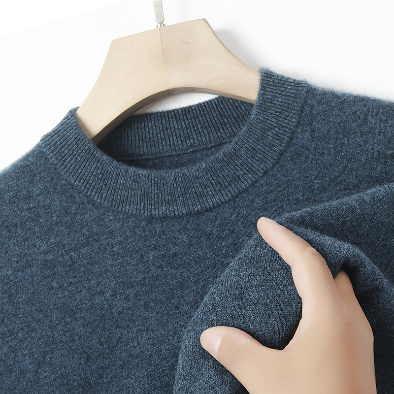 Men's cashmere sweater, solid color, warm