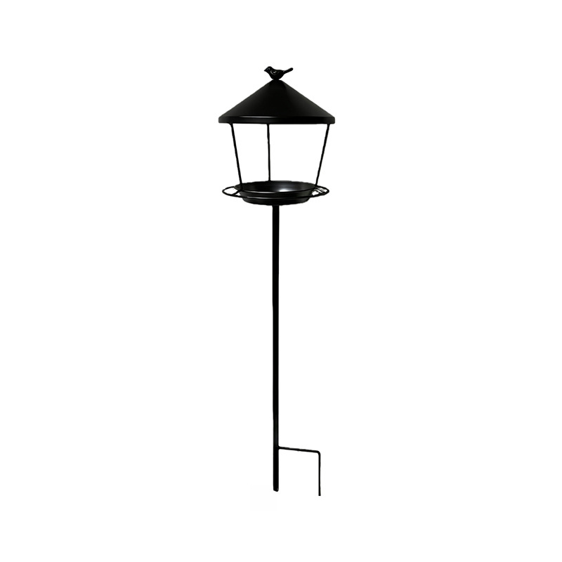 Bird feeding station with iron ground stake