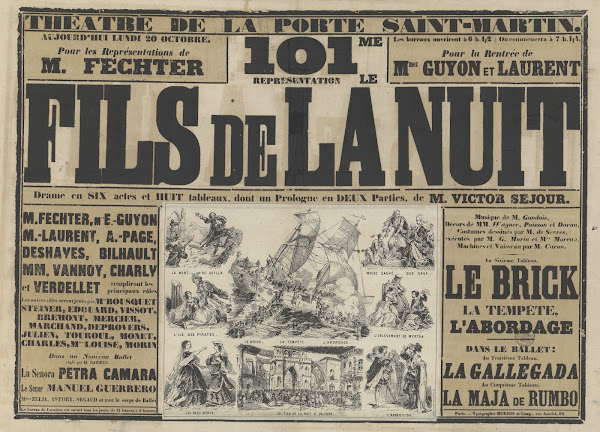 Théatre de la Porte Saint Martin 101ème représentation le Fils de la nuit 1856