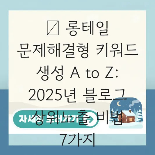 💡 롱테일 문제해결형 키워드 생성 A to Z: 2025년 블로그 상위노출 비법 7가지