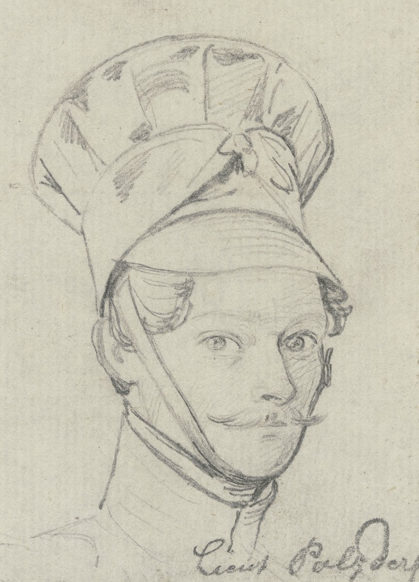 Leutnant Polzderf Brustbild mit Tschako nach rechts