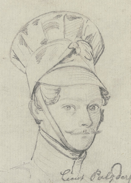 Leutnant Polzderf Brustbild mit Tschako nach rechts