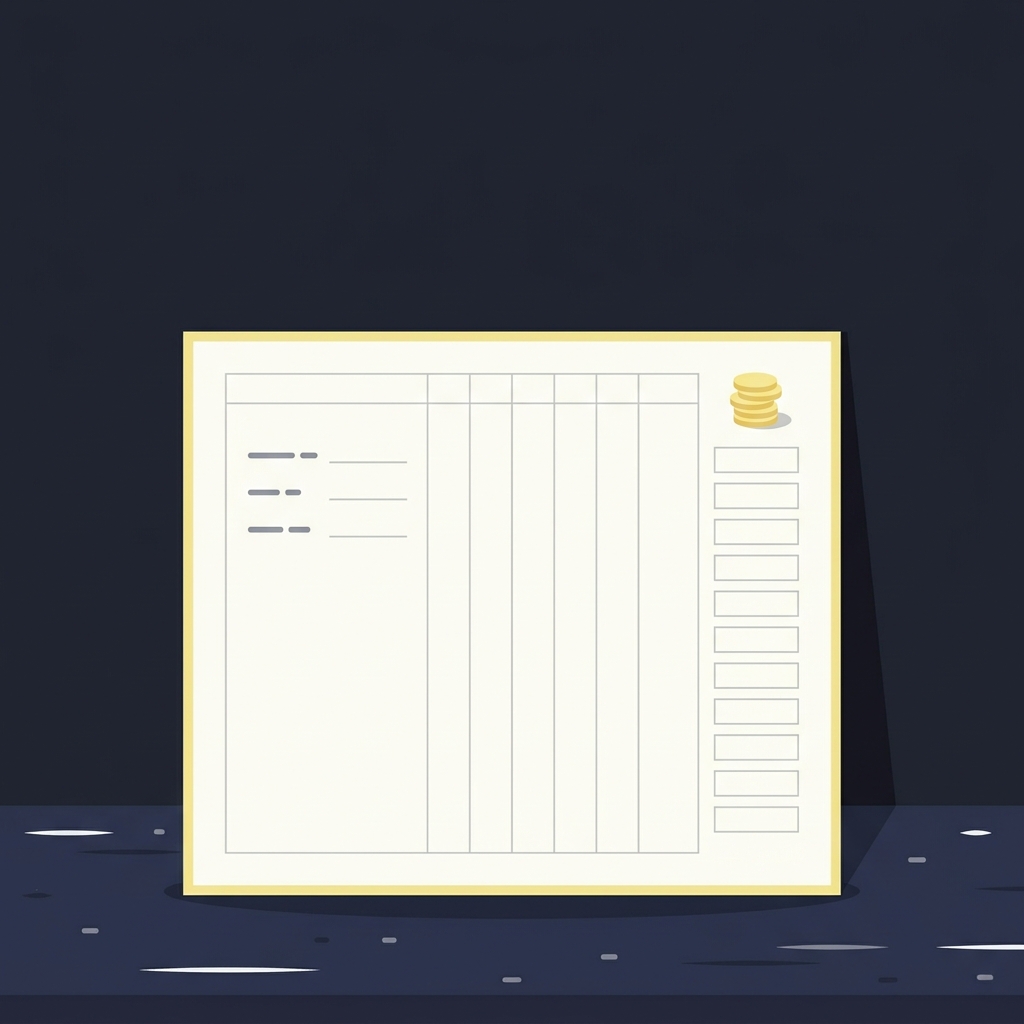 Minimalist 2D vector ledger on a wooden table showing empty sample bet rows and bankroll columns in Funded Plays palette for how to bet on horse racing online