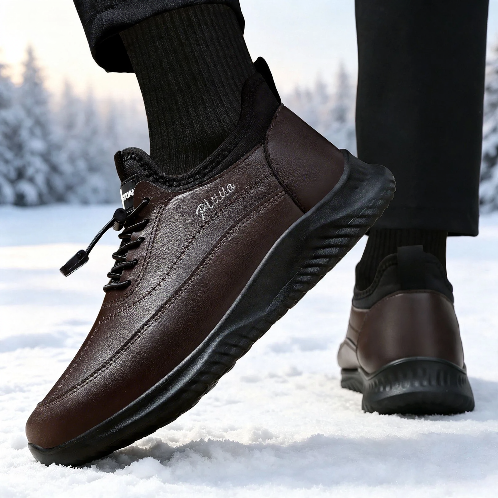Insulated Men's Winter Boots with Platform Sole