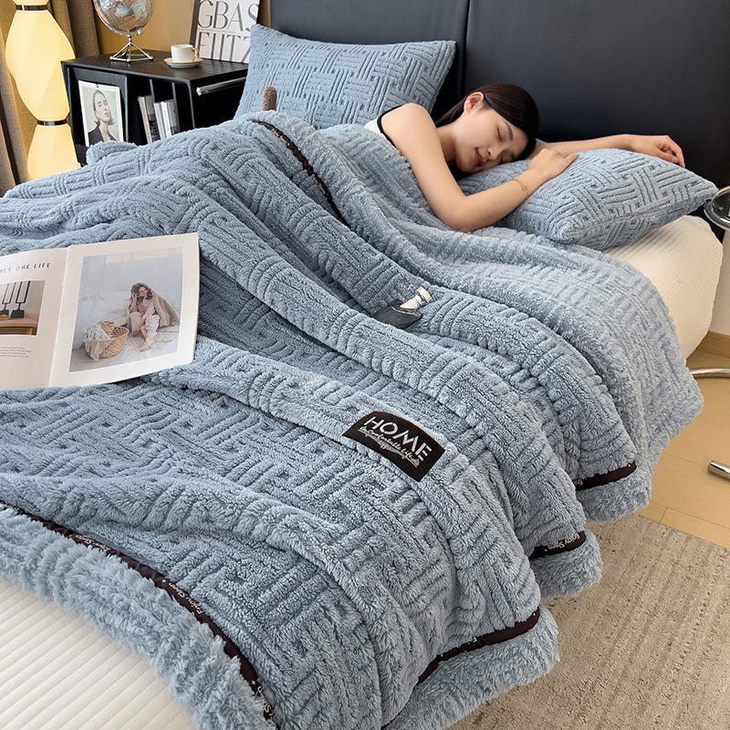 Warm coral fleece blanket for home and office