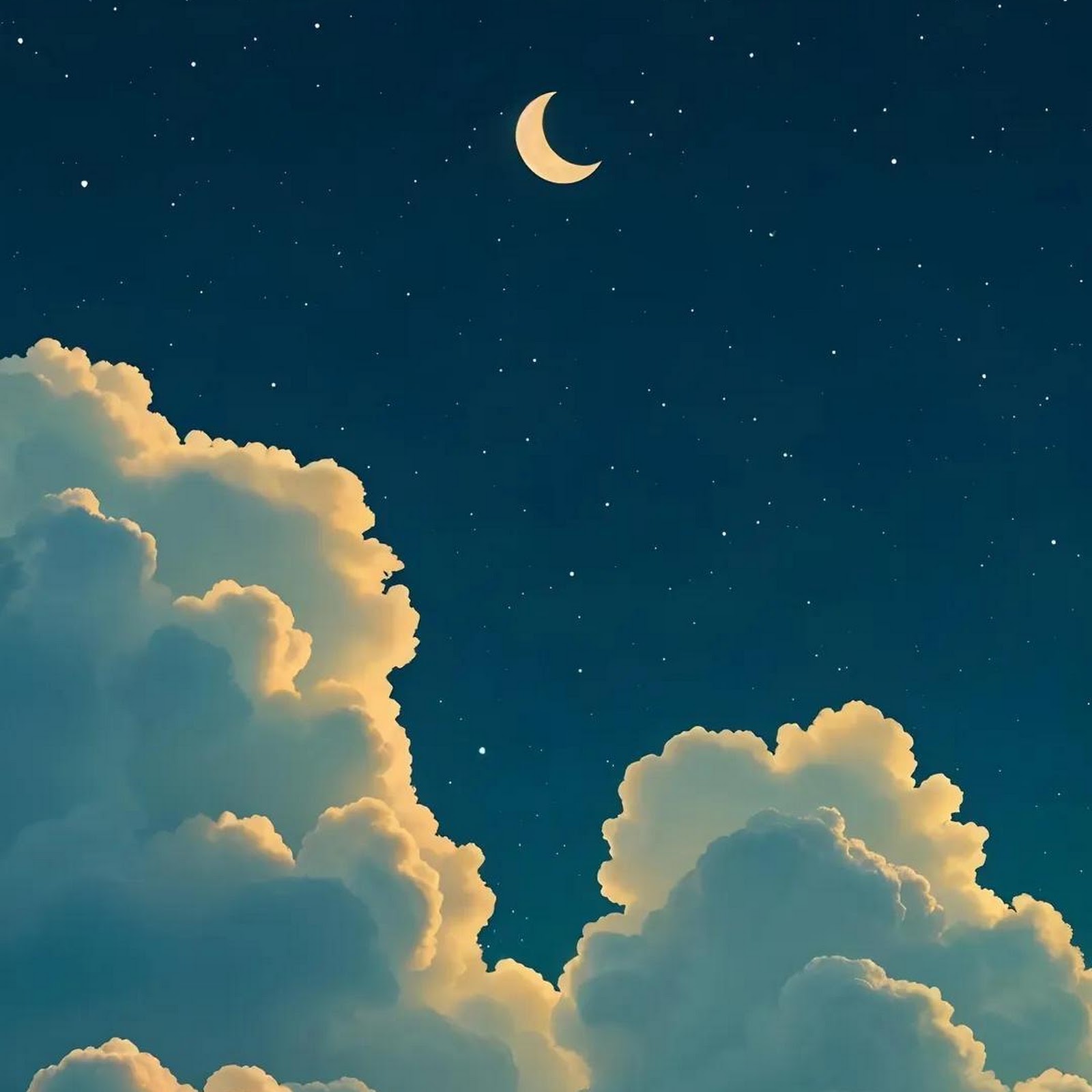 Download Crescent Moon Above Soft Clouds Full HD iPhone