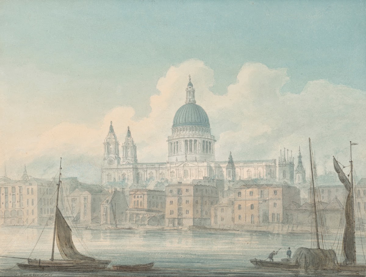 View of St Pauls Cathedral from the Southbank of the River Thames London 1800