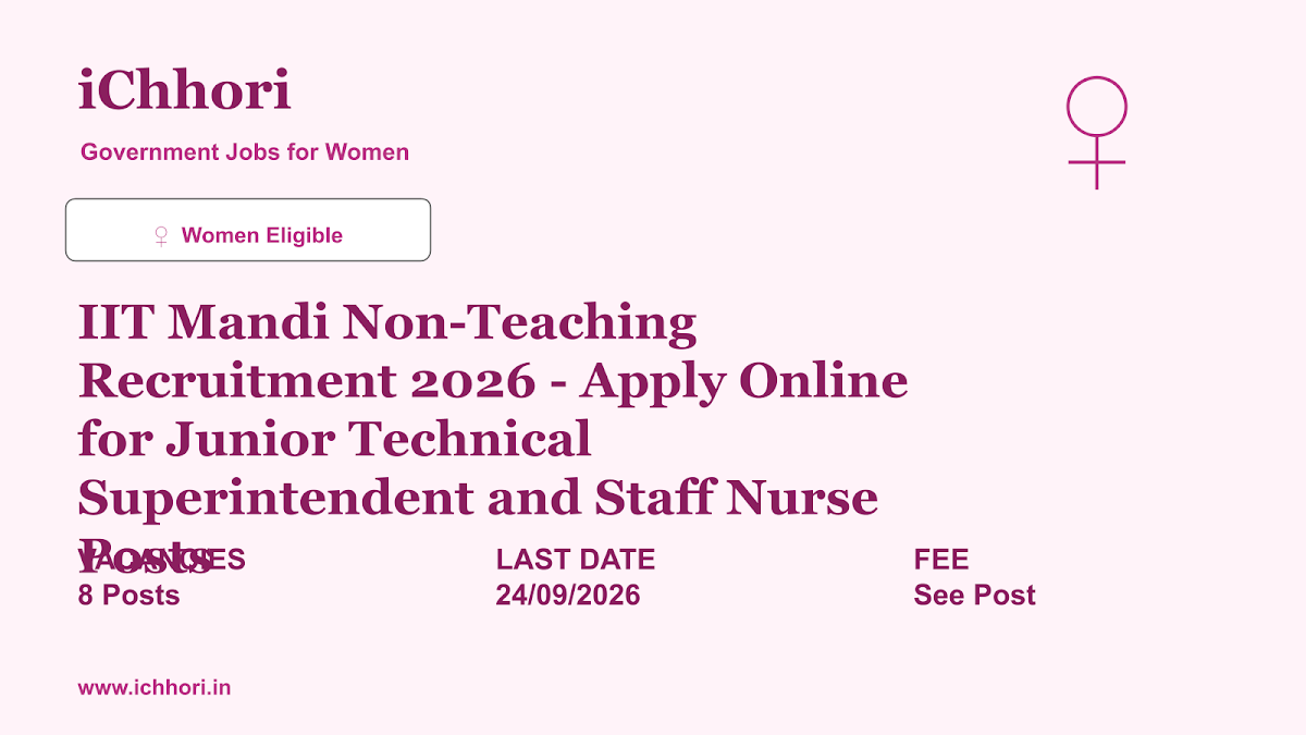 IIT Mandi Non-Teaching Recruitment 2026 - Apply Online for Junior Technical Superintendent and Staff Nurse Posts - iChhori