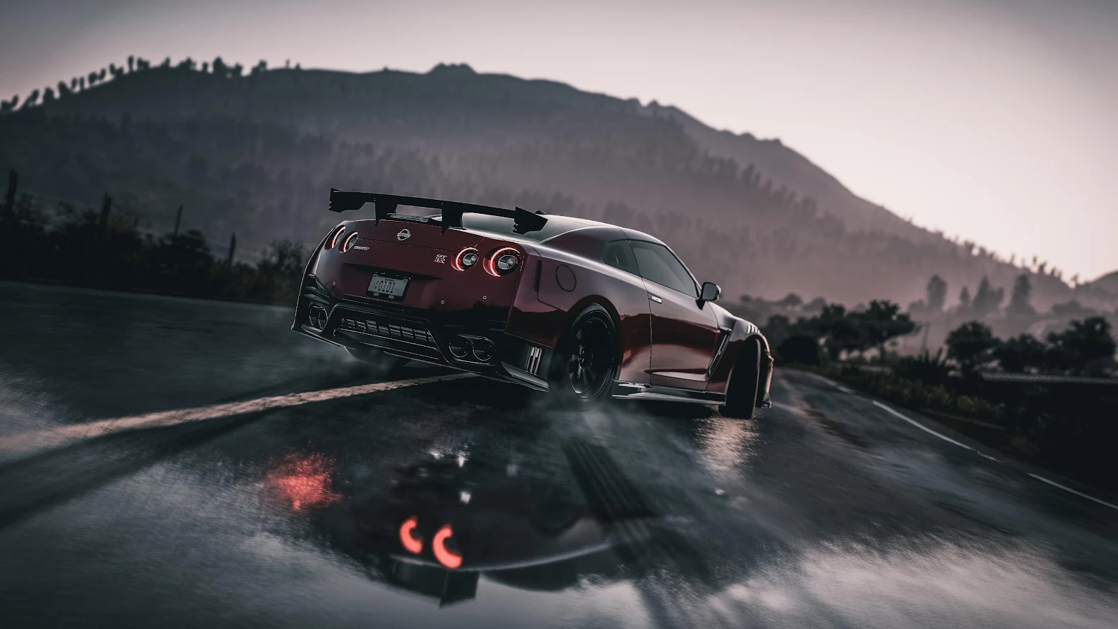 Red Nissan GT-R - Game Photography 4K Wallpaper (3840x2160)