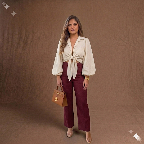 Crop Top en Lino Beige