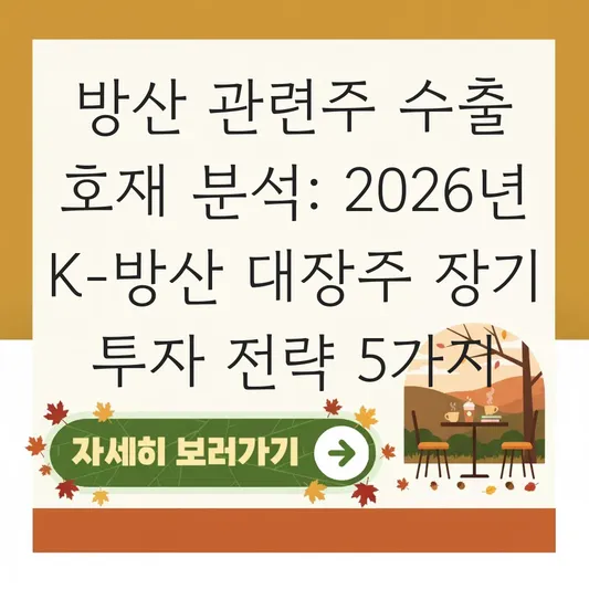 방산 관련주 수출 호재에 따른 대장주 분석 및 장기 투자 전략 대표 이미지