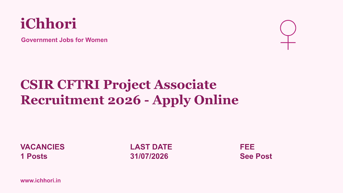 CSIR CFTRI Project Associate Recruitment 2026 - Apply Online - iChhori