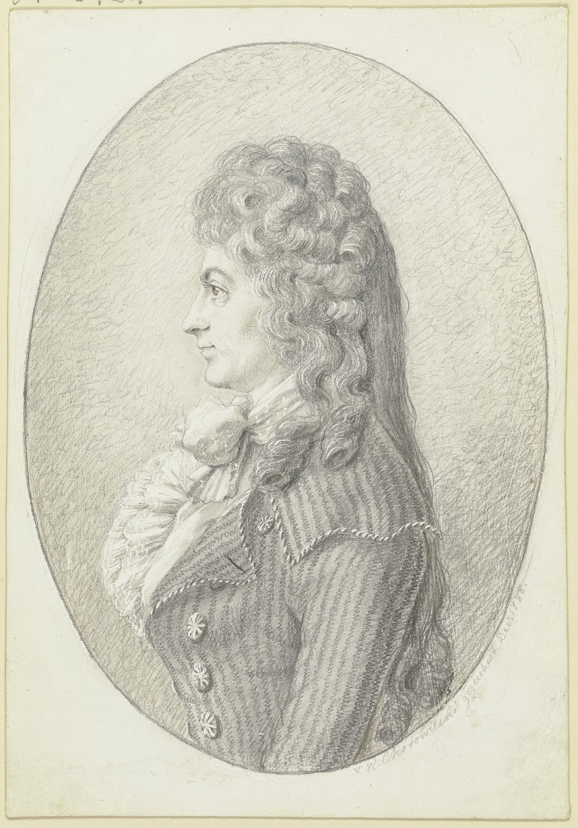 Brustbildnis einer jungen Dame im Profil nach links im Oval 1788