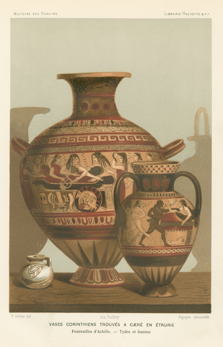 Vases Corinthiens trouvés a Cærè en Étrurie Funérailles dAchille  Tydée et Ismèn