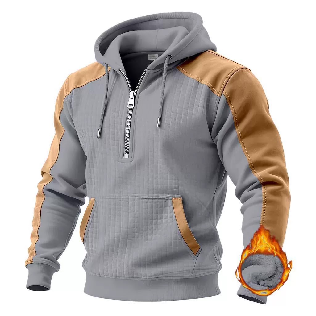 2D Waffle Spliced Half-Zip Sweatshirt