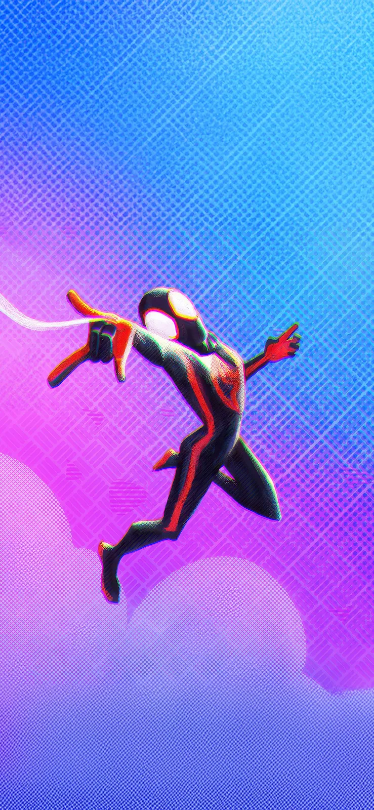 Miles Morales Swinging In Multiverse - Comic Book Digital 2K iPhone Wallpaper (1772x3839)