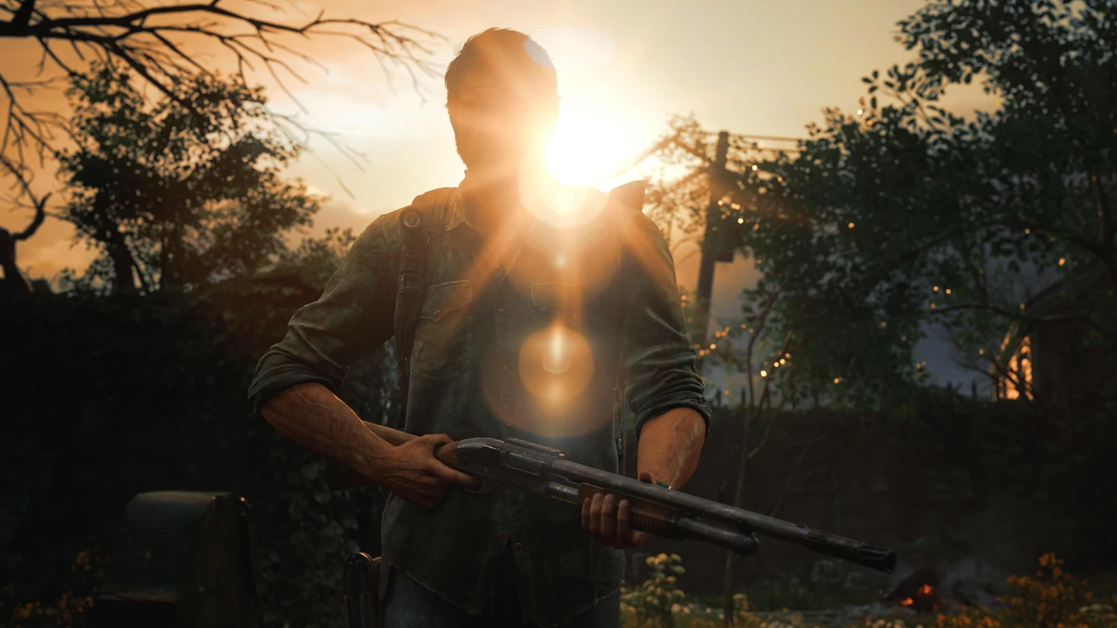 Joel Miller Holding Shotgun At Sunset - Cinematic Digital Art 4K Wallpaper (3840x2160)