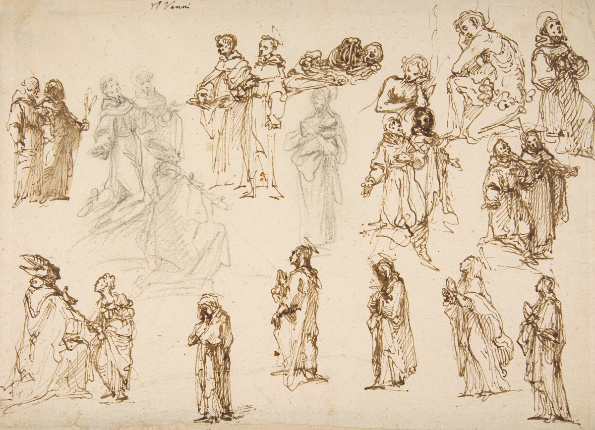 Figure Studies Standing and Kneeling Clerics and Religious Adam and Eve and a Re