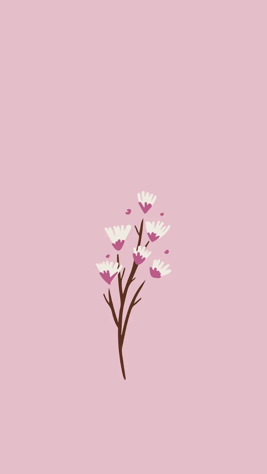 Minimalist Pink Flower Illustration - Minimalist Vector Art Full HD iPhone Wallpaper (1080x1920)