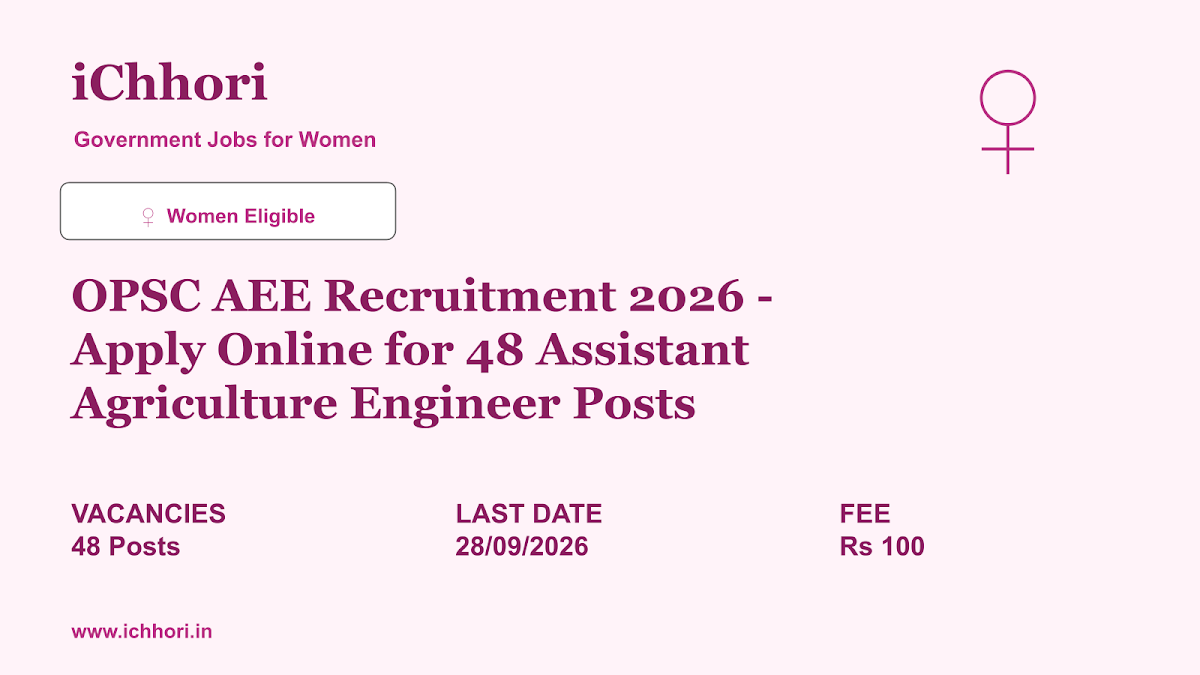 OPSC AEE Recruitment 2026 - Apply Online for 48 Assistant Agriculture Engineer Posts - iChhori