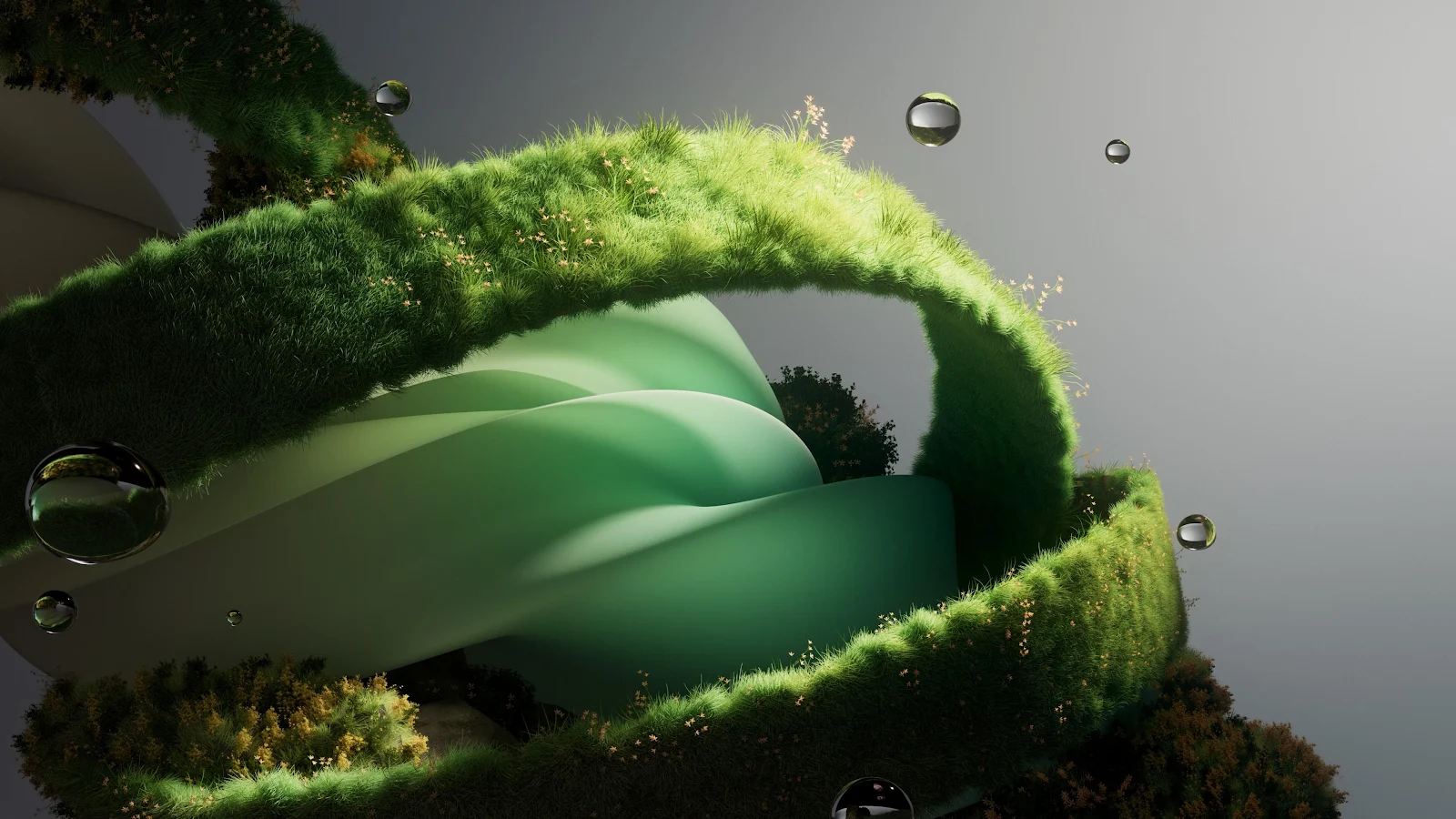 Abstract Spiral Grass Render - Abstract 3D Render 4K Wallpaper (3840x2160)