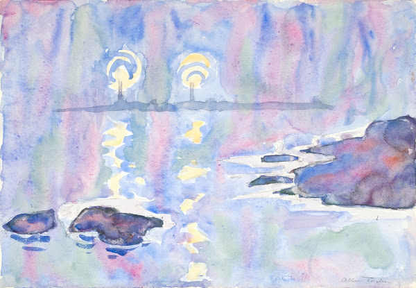 Watercolor No 73 Blue And Lavender 1928