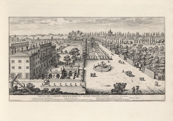 Li giardini di Roma con le loro piante alzate e vedvte in prospettiva Pl10 17th