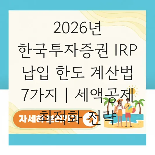 한국투자증권 IRP 납입 한도 계산 하는 법 대표 이미지