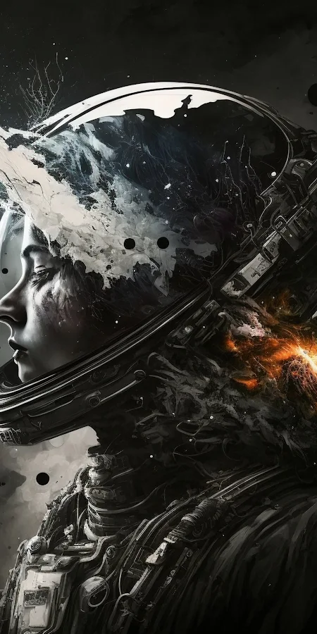 Desaturated, Ai Art, Women, Astronaut, Spacesuit 4K Phone Wallpaper