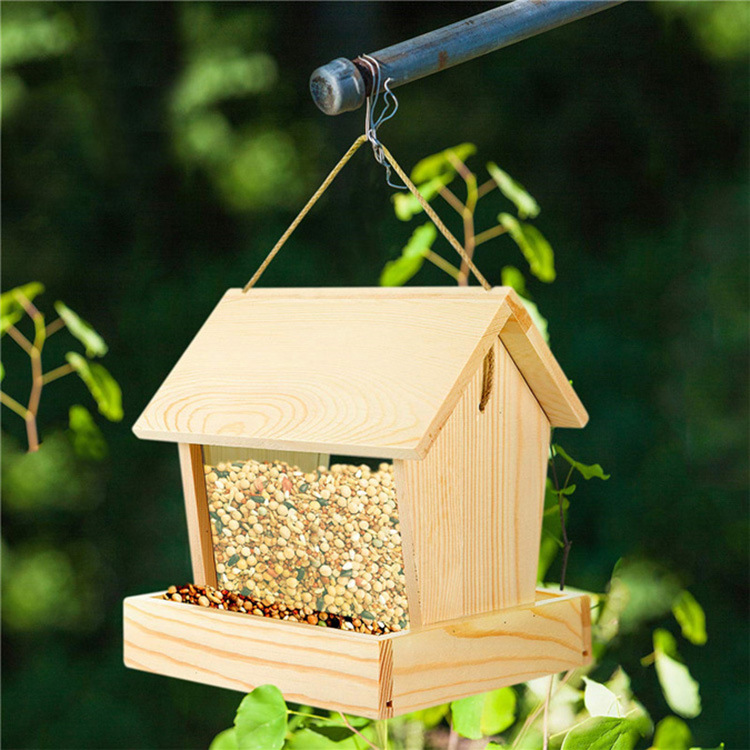 Holz-Vogelhaus und Futterstation für den Garten