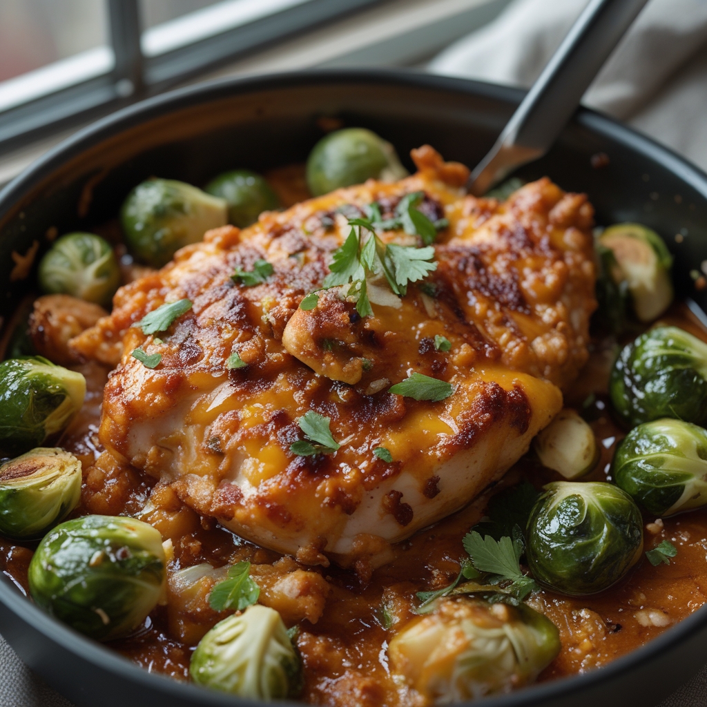 Air Fryer Sweet Chili Chicken and Brussels Sprouts - Easy Weeknight Meal