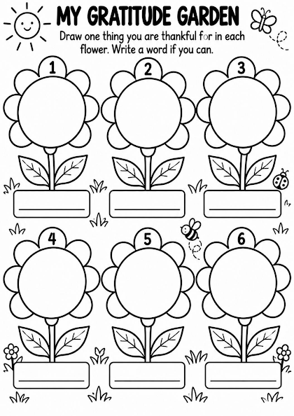 Draw My Gratitude Garden Worksheet