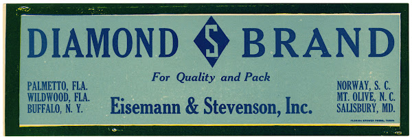 Produce Label for Diamond S Brand  Green 1930 1950