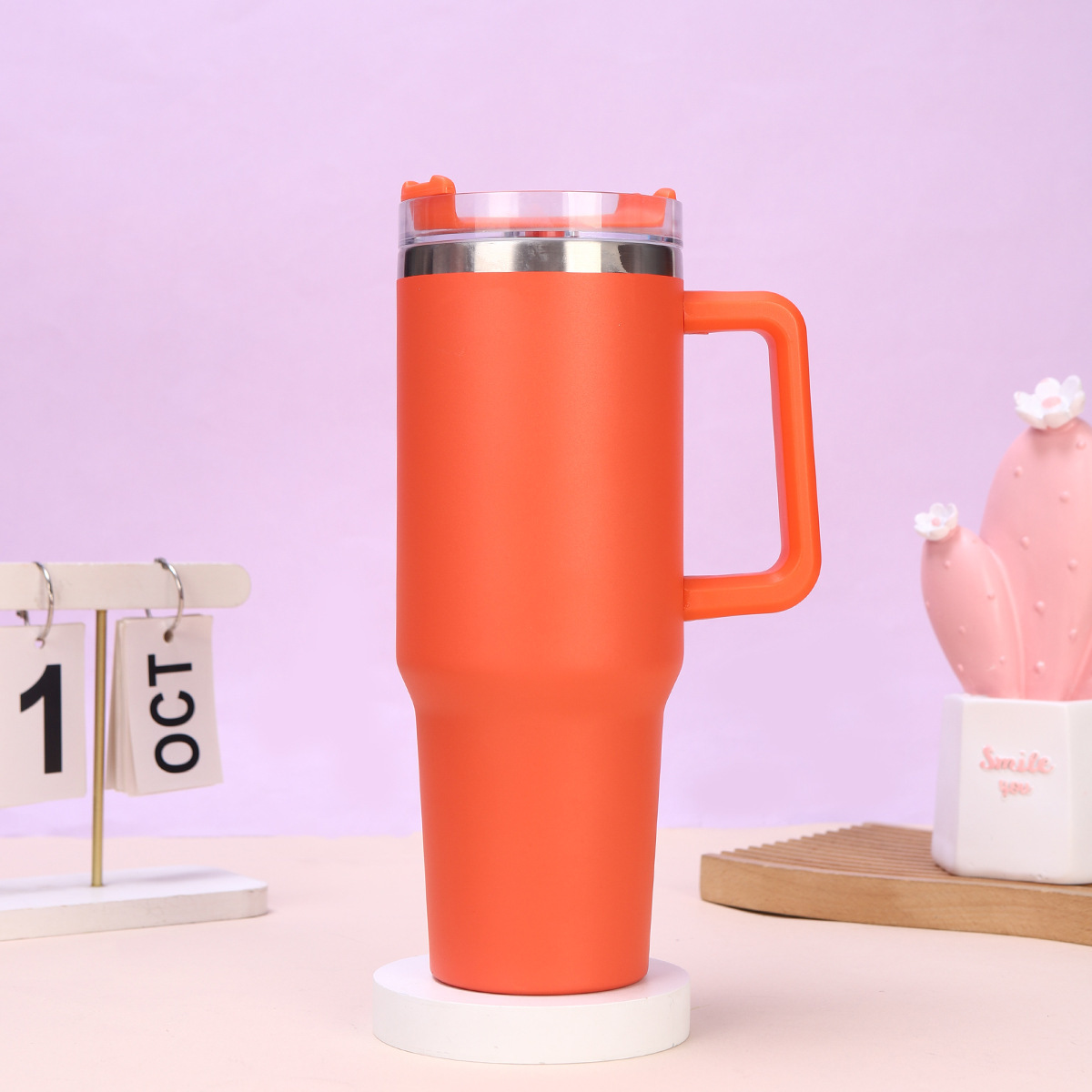 Insulated mug 40oz with straw and handle