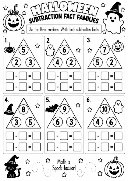 Halloween Subtraction Fact Families