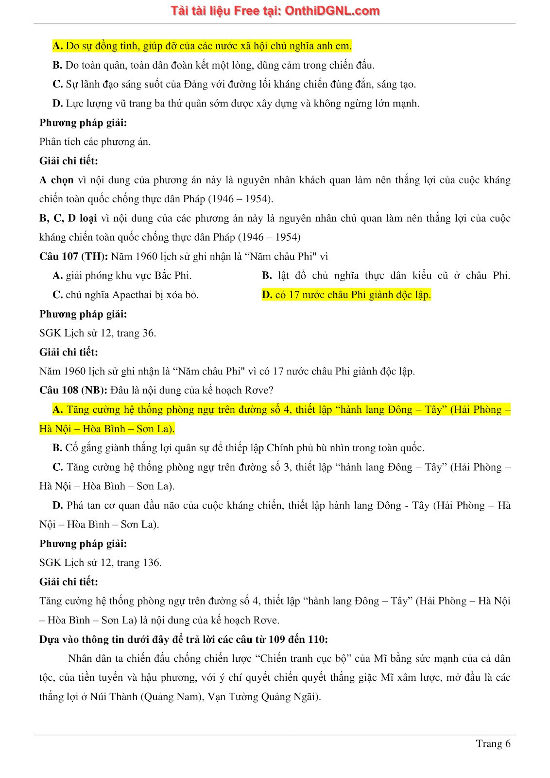 150 bài tập môn Sủ- Ôn thi ĐGNL ĐHQG HN Phần 11