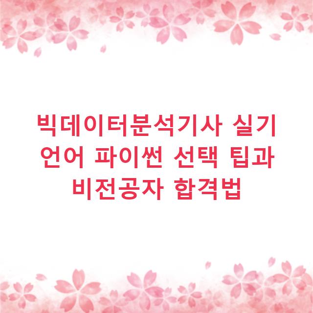 빅데이터분석기사 실기 언어 파이썬 선택 팁과 비전공자 합격법