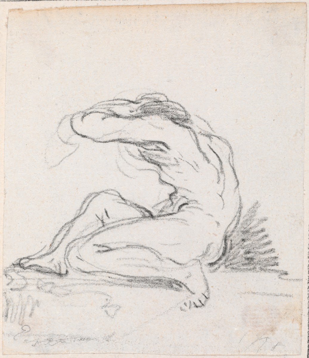 Seated Male Nude with Arm over Head Seen from the Side probably c 1754 1765