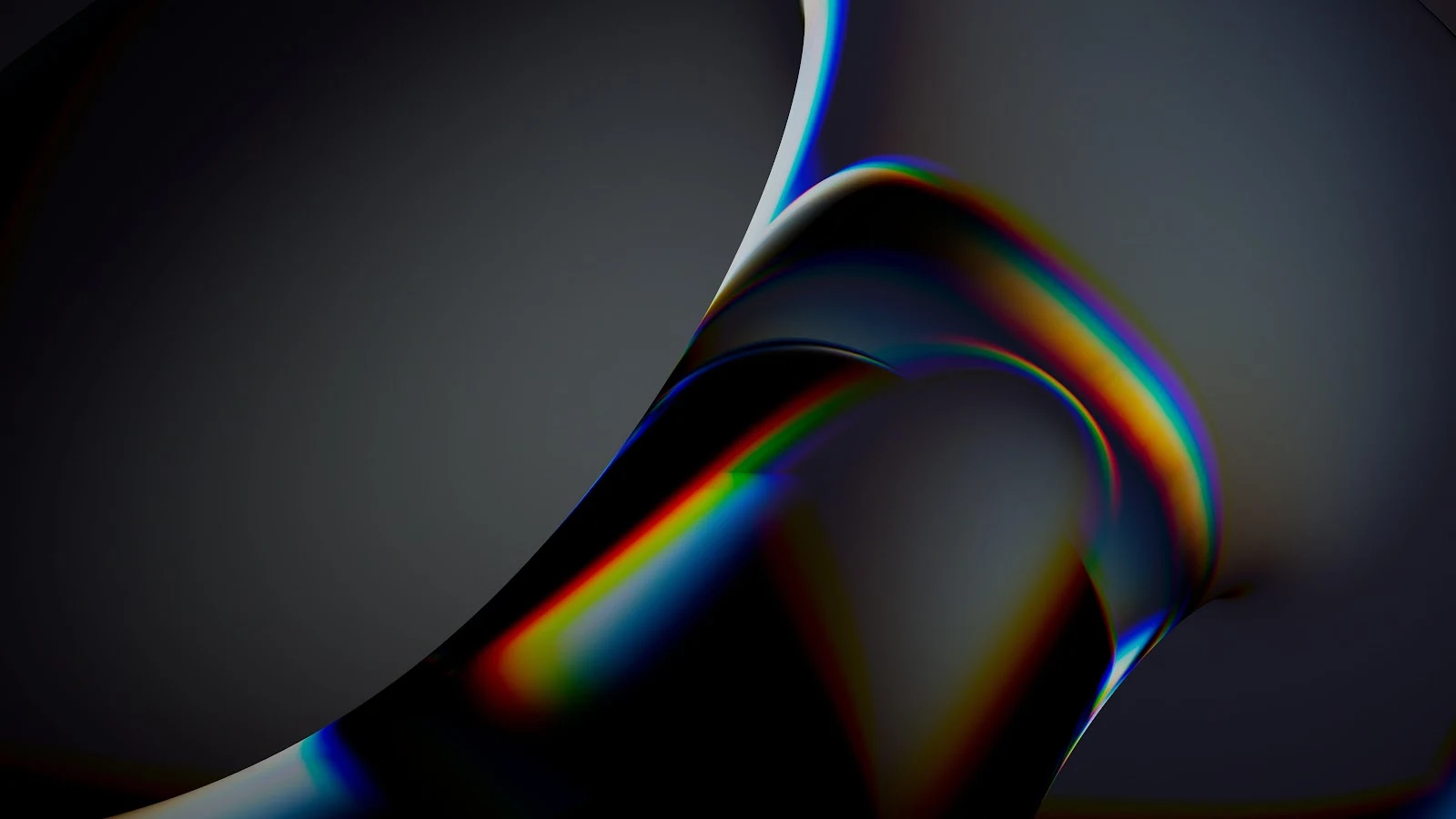 Abstract Dark Rainbow Prism Wave - 3D Render 5K Wallpaper (6016x3384)