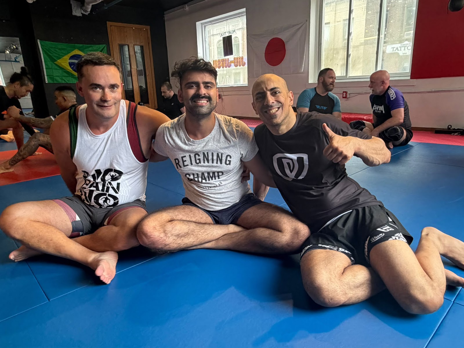 Practitioners in standard casual training attire