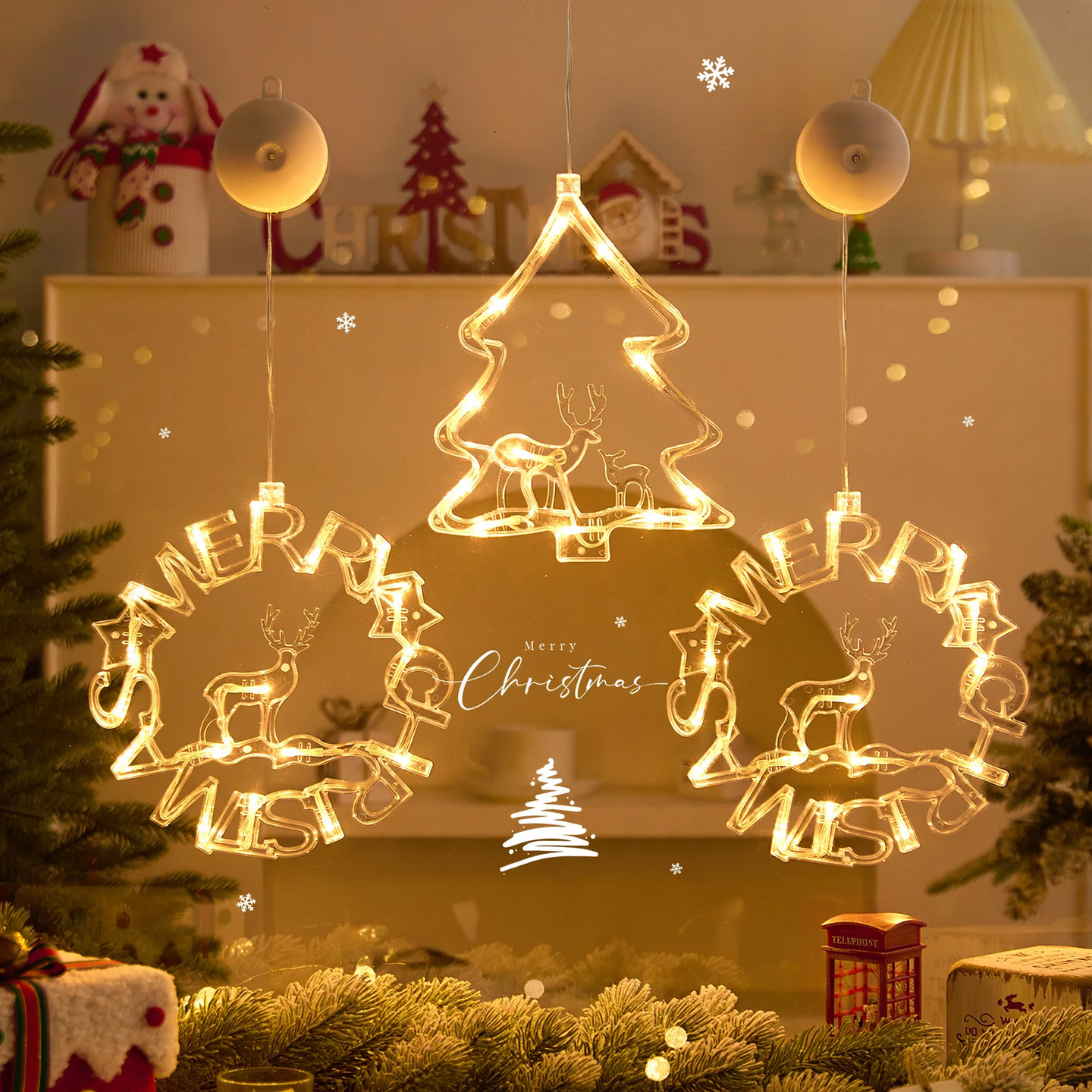 LED Christmas suction light for windows and glass