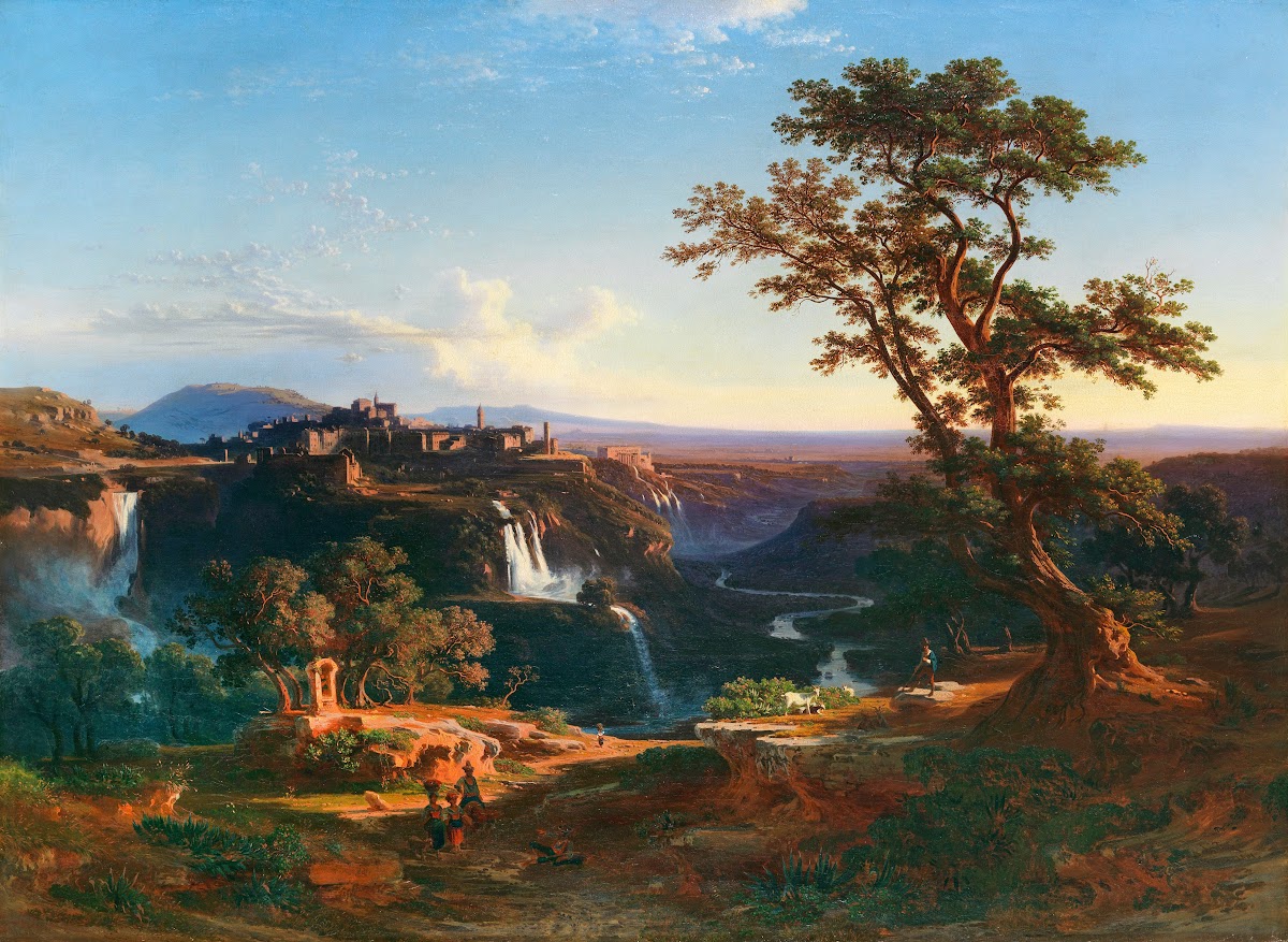 Die Kaskaden Von Tivoli In Der Abendsonne 1861